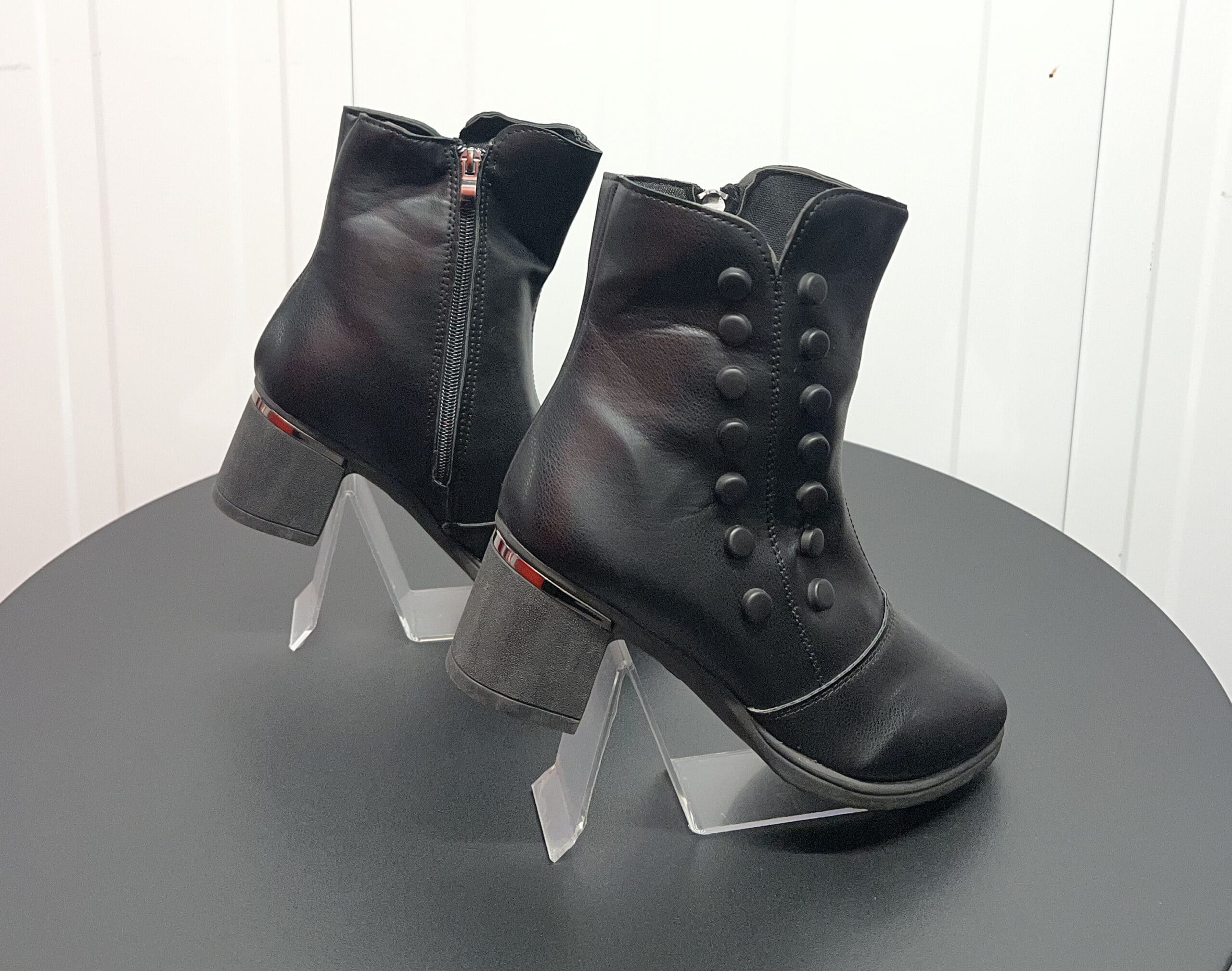 black female boots with block heels